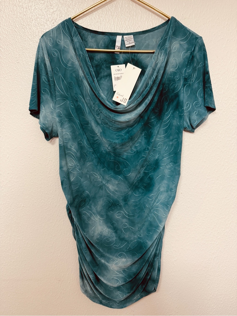 Sam + Jo Teal Scoop Neck Short Sleeve Top